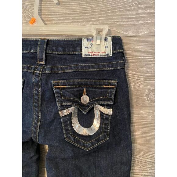 True religion women's 27 blue jeans straight fit sequined pockets‎ - Picture 5 of 5
